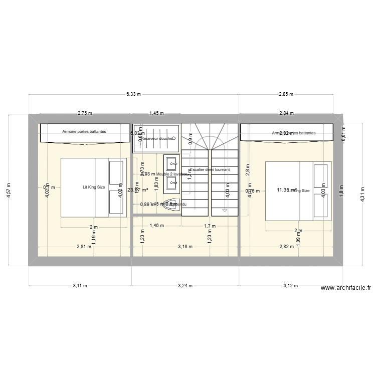 ORMESSON MAISON 2. Plan de 2 pièces et 35 m2