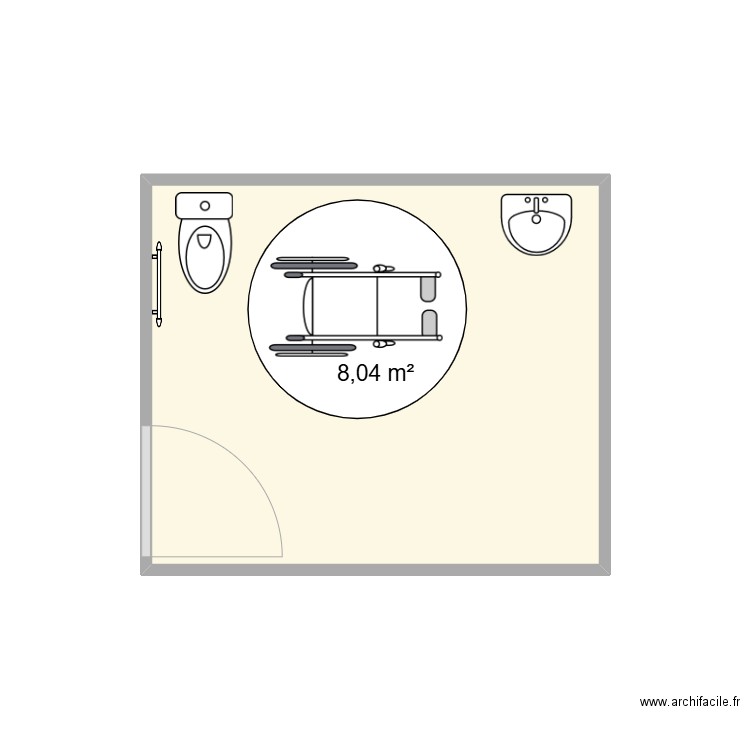 wc sab. Plan de 1 pièce et 8 m2