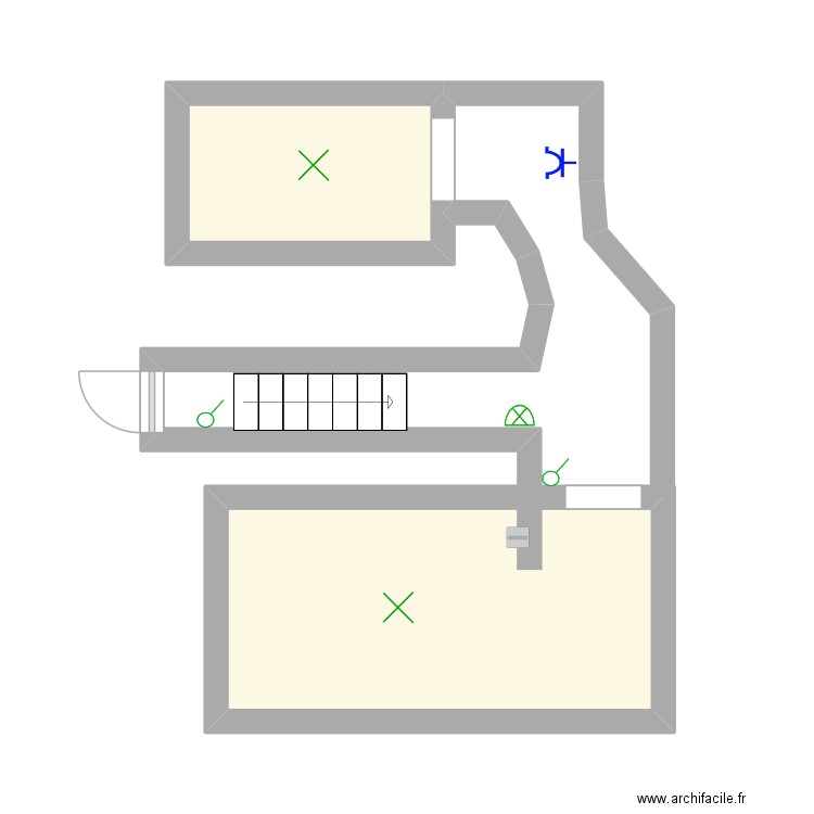 Cave. Plan de 2 pièces et 14 m2