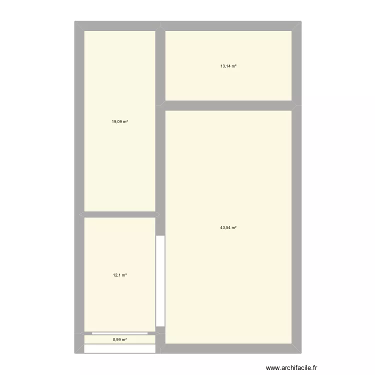 Wagnelee - plan actuel. Plan de 5  et 89 m²