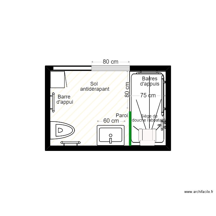 Après travaux Moudène. Plan de 1 pièce et 4 m2