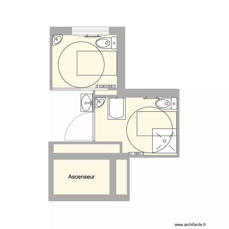 IME Oasis sanitaire &eacute;tage proposition 2.1. Plan de 6  et 11 m²