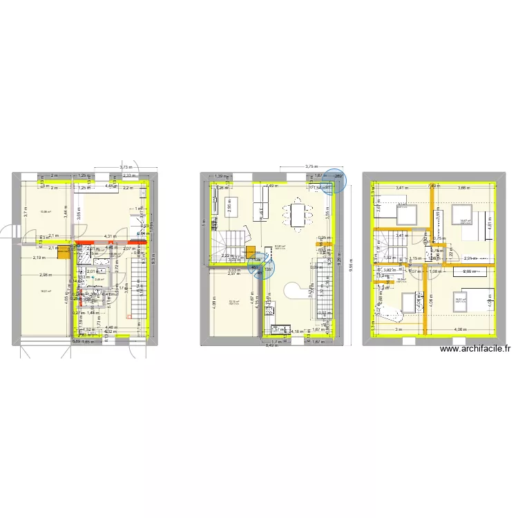 Duplex_invertion salon/salle a manger. Plan de 