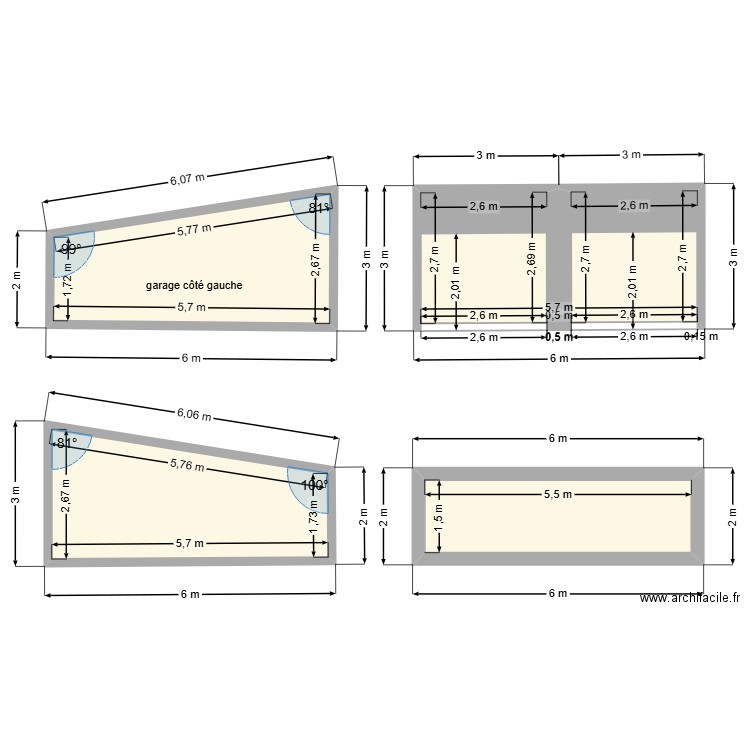 plan de coupe. Plan de 4 pièces et 47 m2