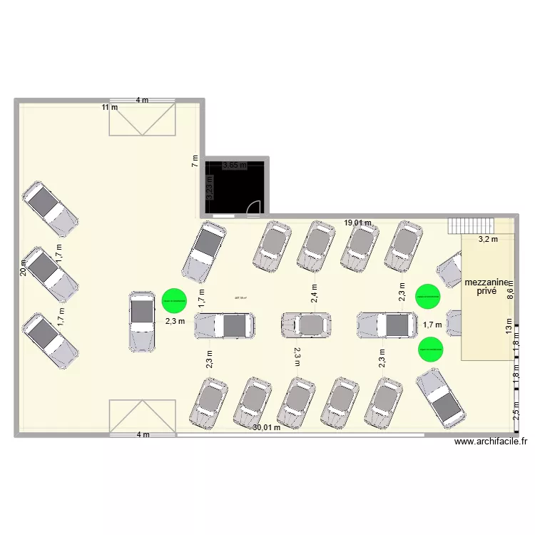 S. HAVE sport show room. Plan de 2  et 479 m²