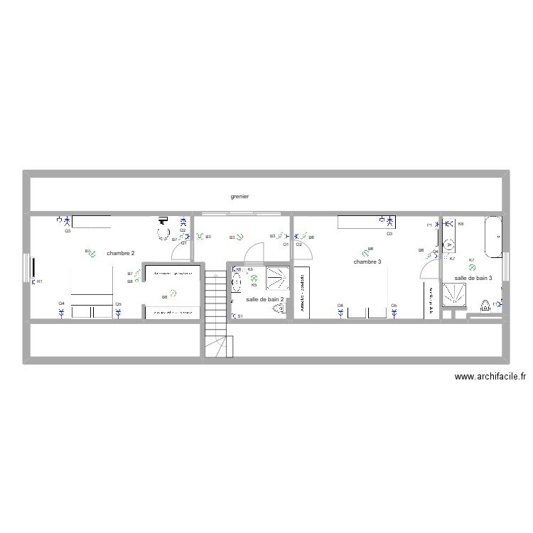 BEGONIAS 1ER électricité. Plan de 9 pièces et 113 m2