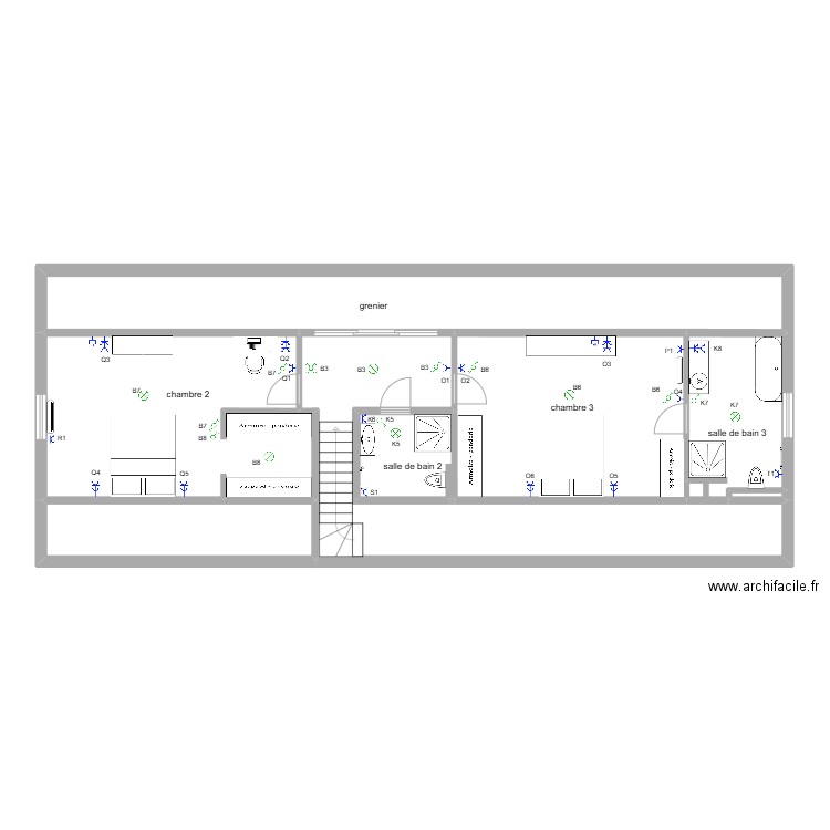 BEGONIAS 1ER électricité. Plan de 8 pièces et 113 m2