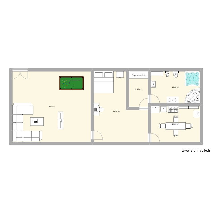 casa del futuro. Plan de 5 pièces et 104 m2
