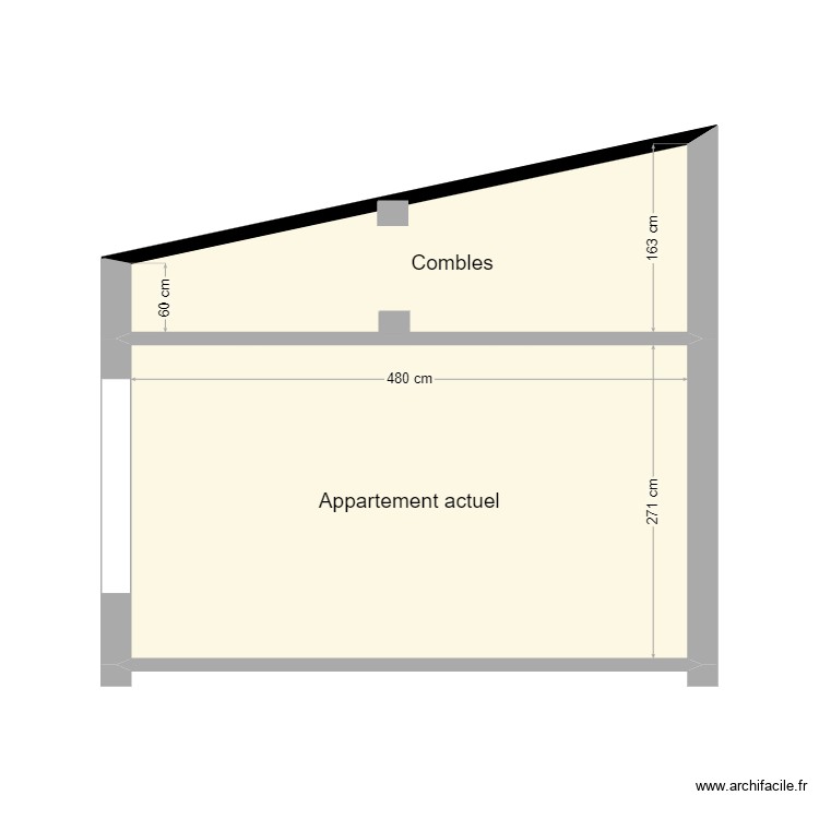 Appartement pré-modifications - Plan 2 pièces 18 m2 dessiné par agnesvar