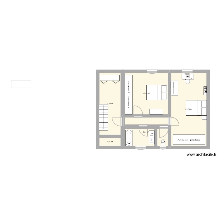 MAISON. Plan de 5 pièces et 58 m2