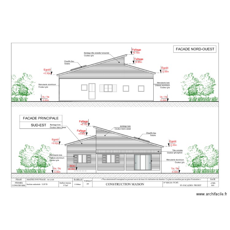 PLAN DE FACADES MODIFIE. Plan de 0 pièce et 0 m2