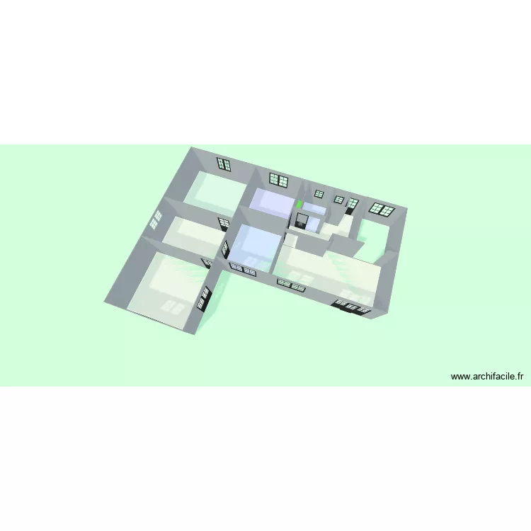 Pavillon existant avec toiture. Plan de 10  et 123 m²