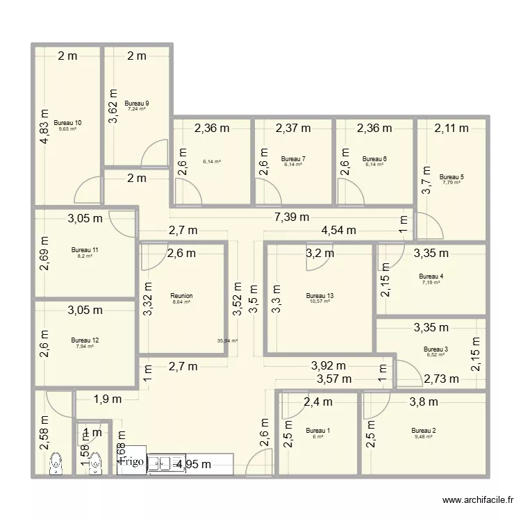 Test 2. Plan de 17 pièces et 148 m²