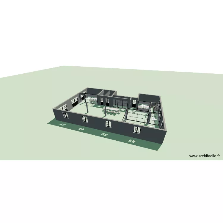 bureau 2. Plan de 1  et 6 m²