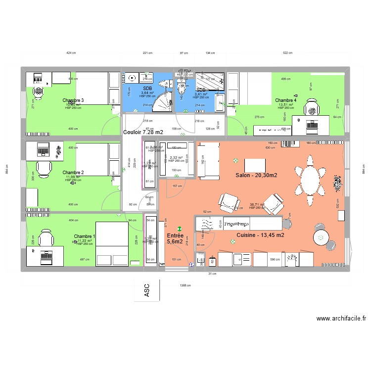 appart v5 avec meubles. Plan de 0 pièce et 0 m2