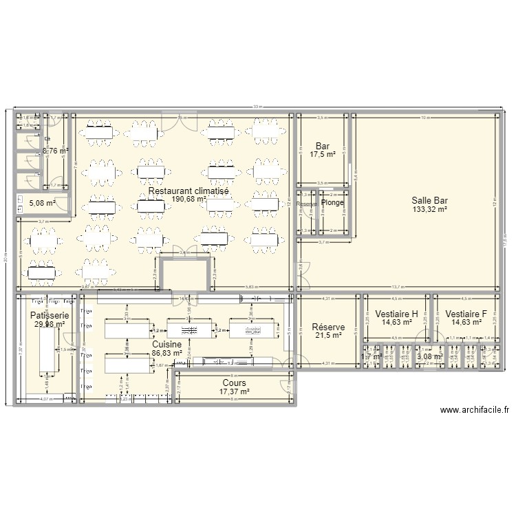 Hôtel Diamarek: nouveau resto 3. Plan de 25 pièces et 576 m2