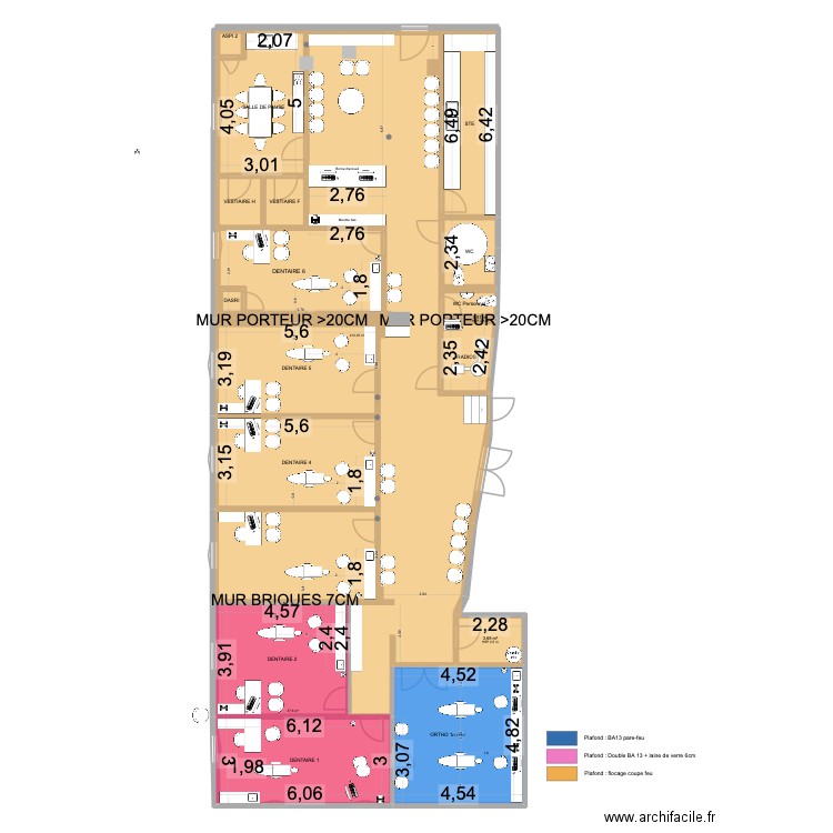 Protection pare-feu. Plan de 16 pièces et 139 m2