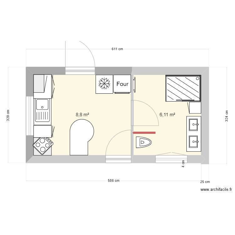 SCI 35 PLAN 1. Plan de 2 pièces et 15 m2