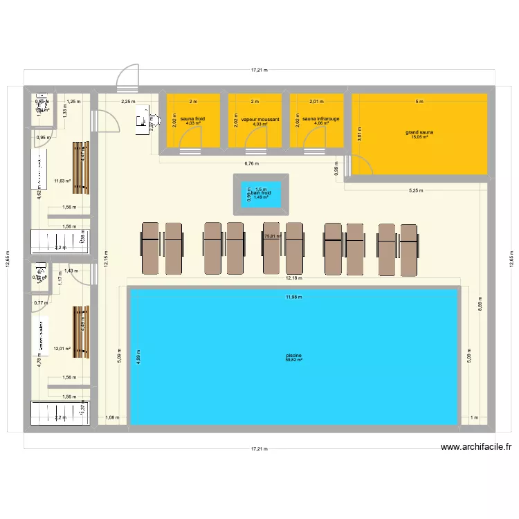 Wellness 3. Plan de 11  et 193 m²