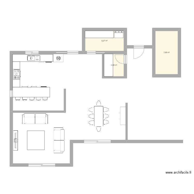 gffgg. Plan de 3 pièces et 18 m2