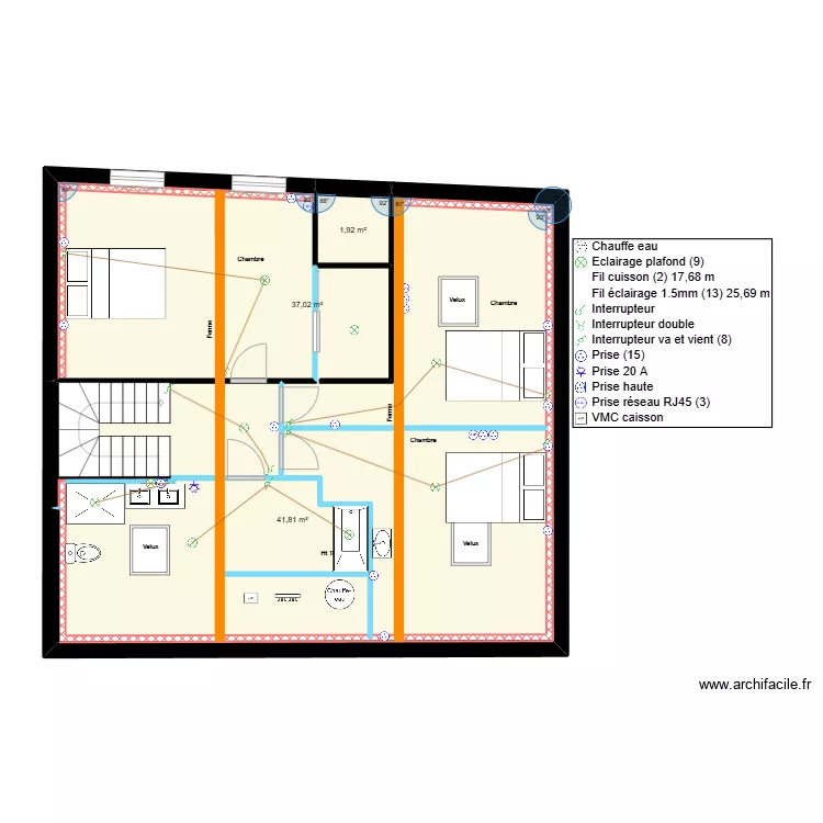 BOIS Combles Electricité. Plan de BOIS Combles Electricité. Plan de