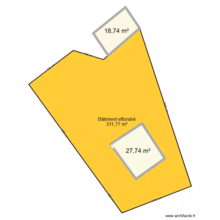 cadastre batiment effondr&eacute;". Plan de 