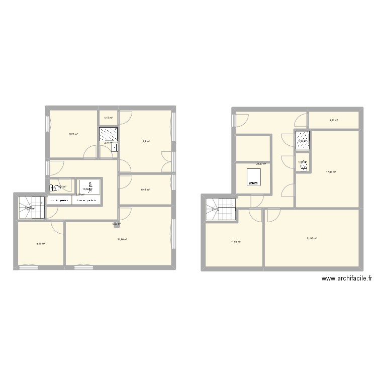rez de chaussé. Plan de 19 pièces et 162 m2