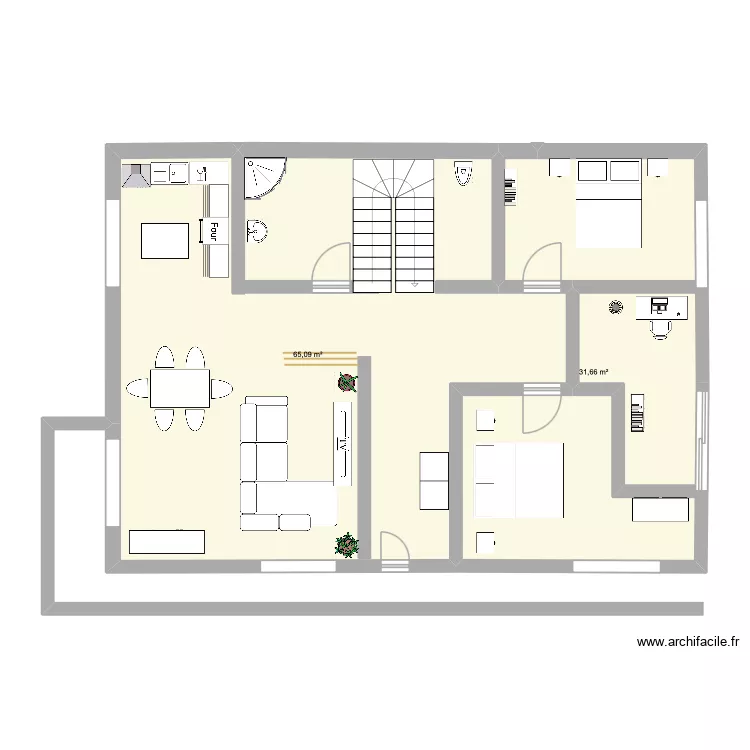 plan maison. Plan de 2 pièces et 97 m²