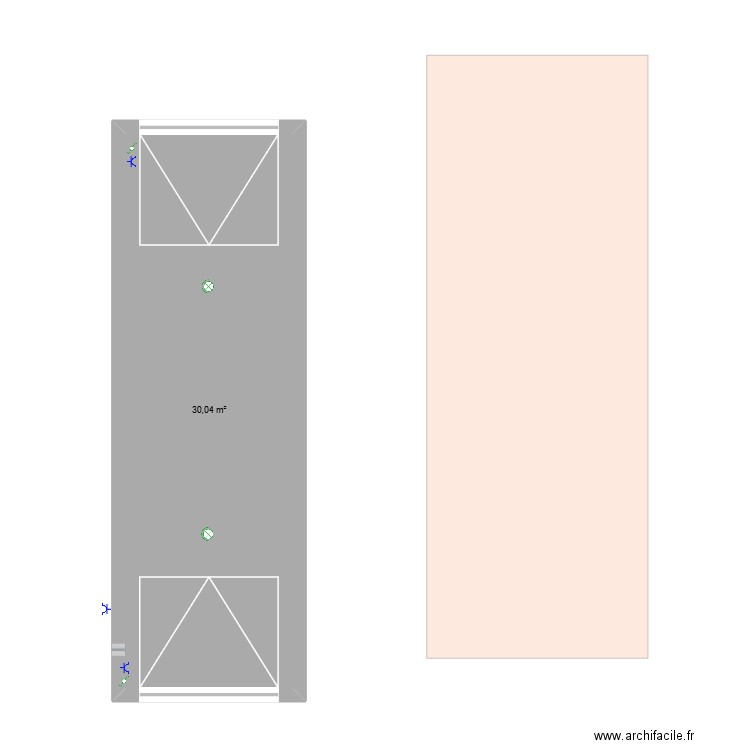 garage. Plan de 1 pièce et 30 m2