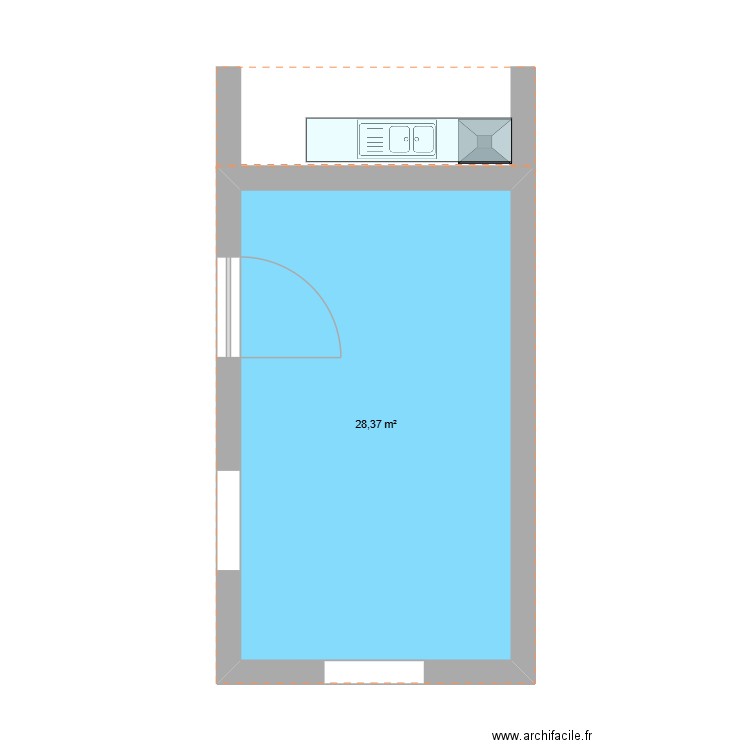 MAHEFA. Plan de 1 pièce et 28 m2