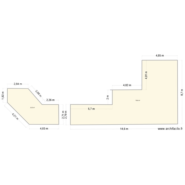 Duflot Perpignan. Plan de 2 pièces et 99 m2