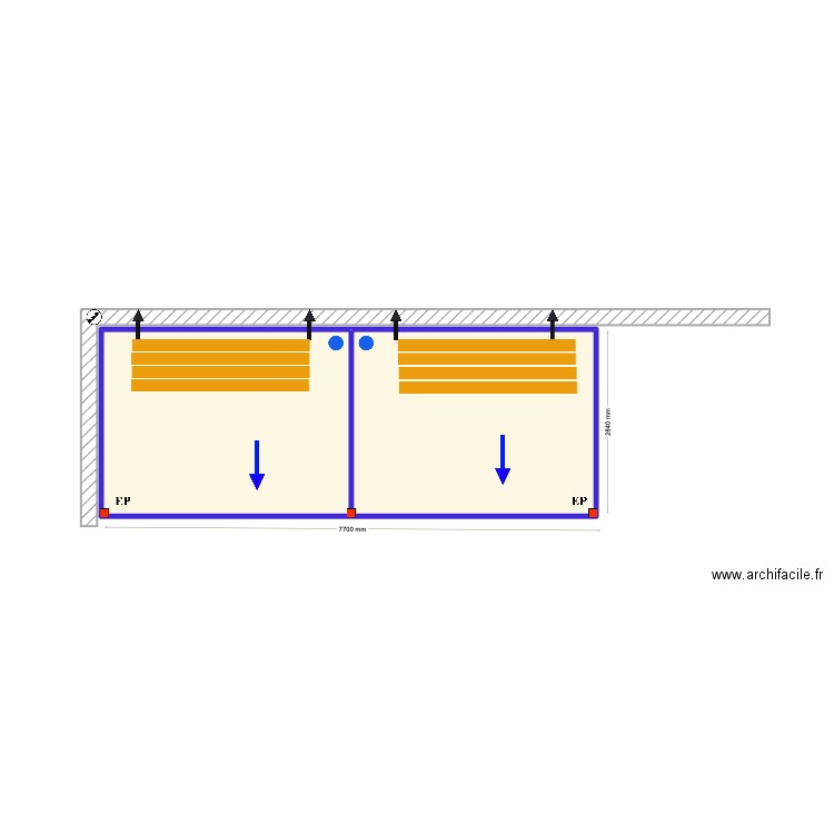 Jean Vacher. Plan de 2 pièces et 22 m2