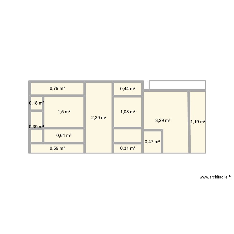 mur biblio matinique. Plan de 13 pièces et 13 m2