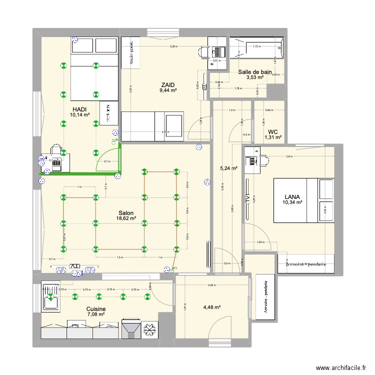 CHEZ LANA VD. Plan de 12 pièces et 72 m2
