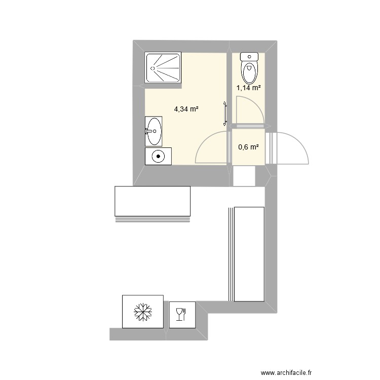 PLAN MAGNE. Plan de 3 pièces et 6 m2