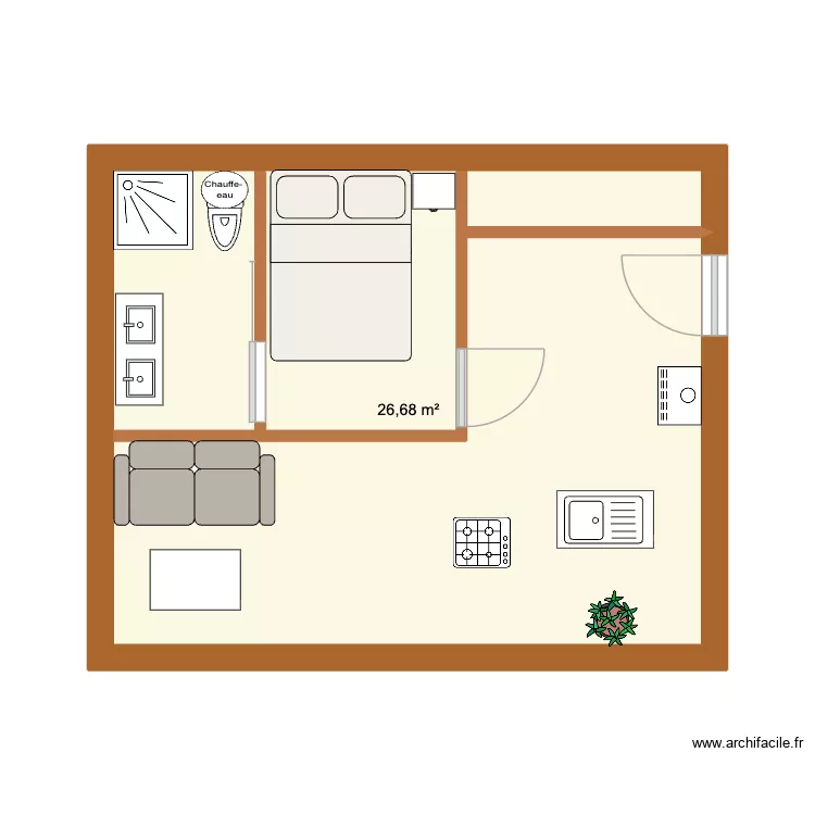 Cabane Marylou. Plan de 1  et 27 m²