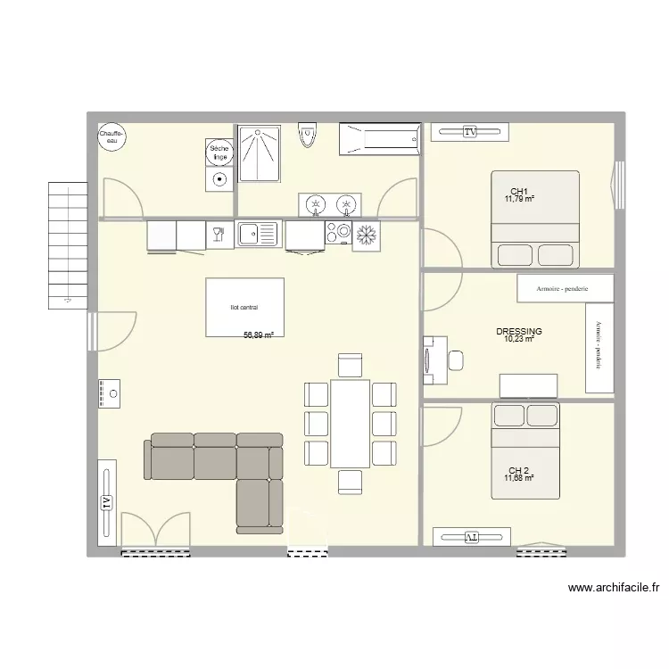 LIGNAN R+1. Plan de 4 Pièces et 91 m² LIGNAN R+1. Plan de 4 Pièces et 91 m²
