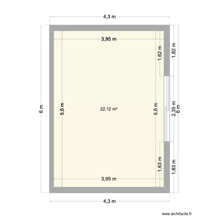 Etage MOB. Plan de 1 Pièce et 22 m² Etage MOB. Plan de 1 Pièce et 22 m²