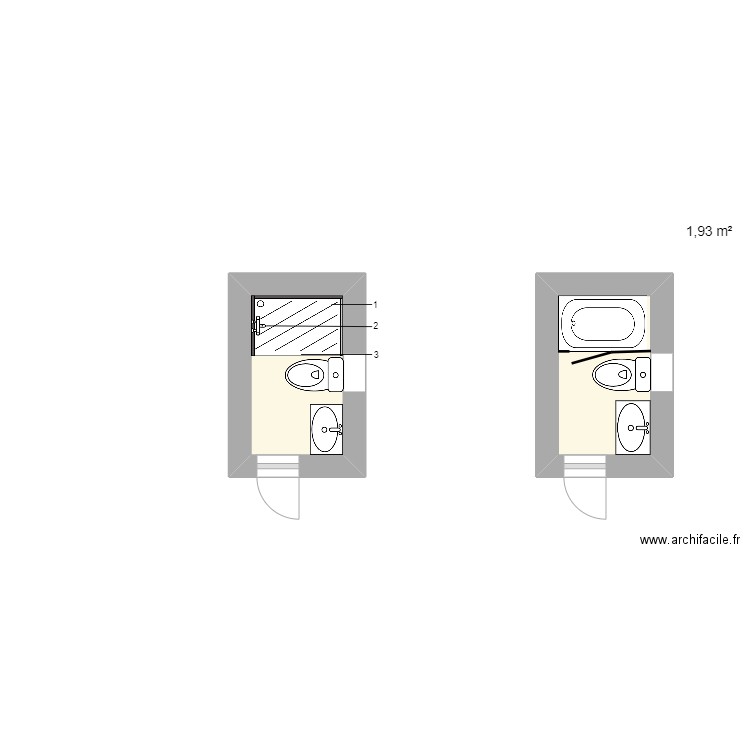 Taylor. Plan de 2 pièces et 4 m2