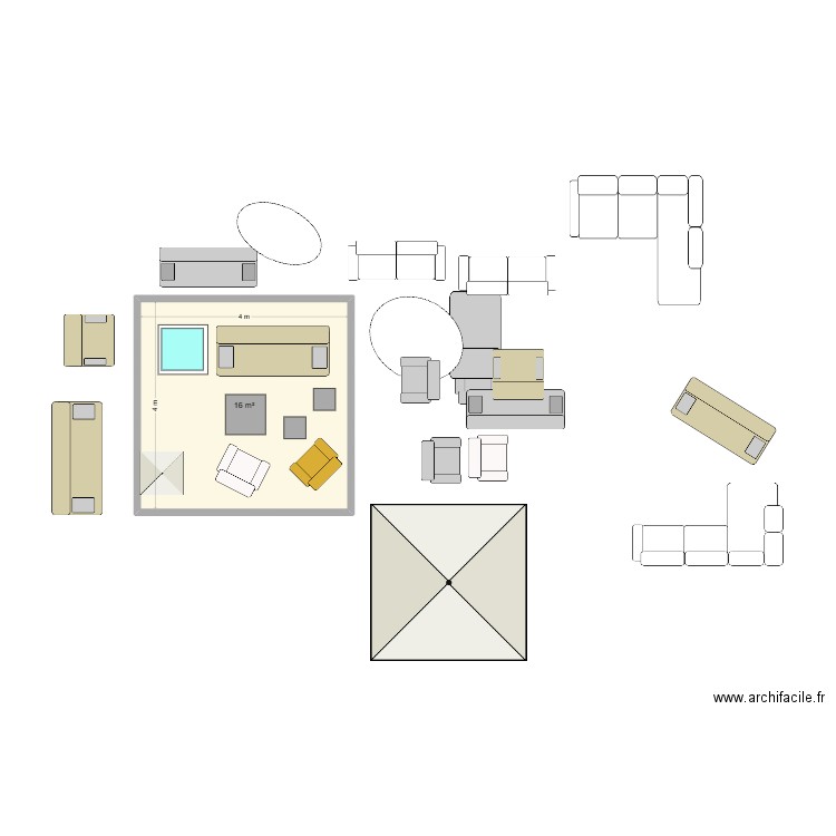 terrasse toit 2. Plan de 1 pièce et 16 m2