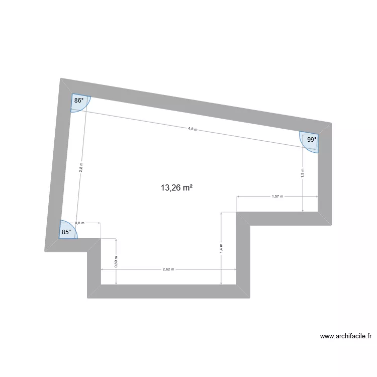 Terrasse Nath. Plan de 1  et 13 m²