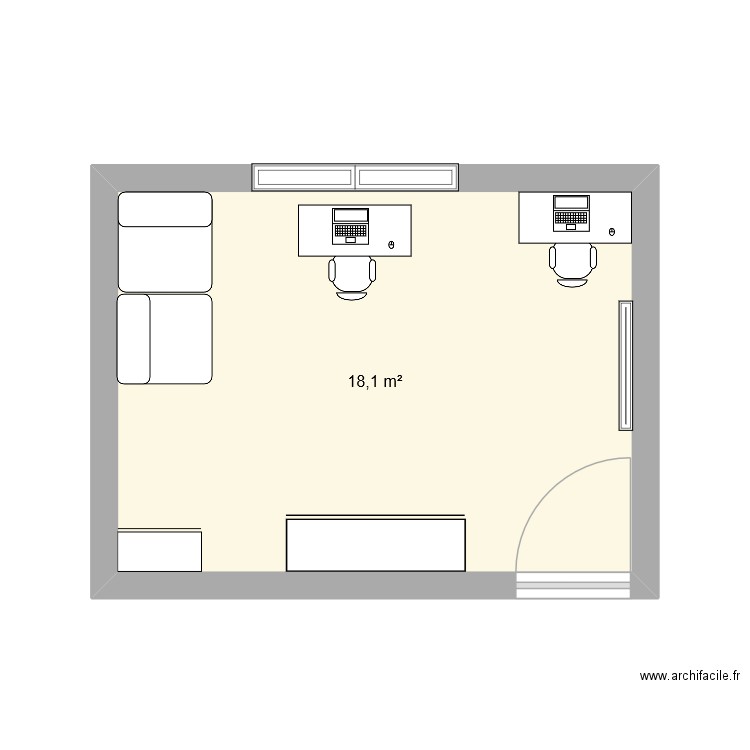 Educ2. Plan de 1 pièce et 18 m2