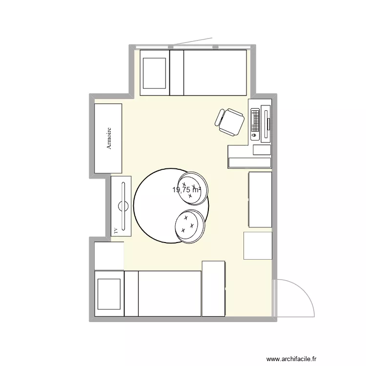 chambre. Plan de 1  et 20 m²