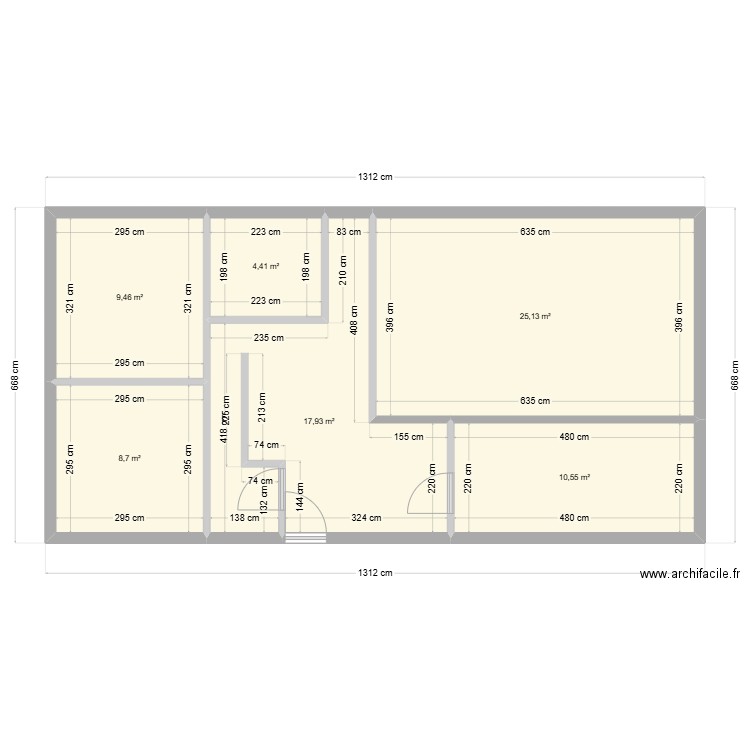 Plan Appart Matteotti 01. Plan de 6 pièces et 76 m2