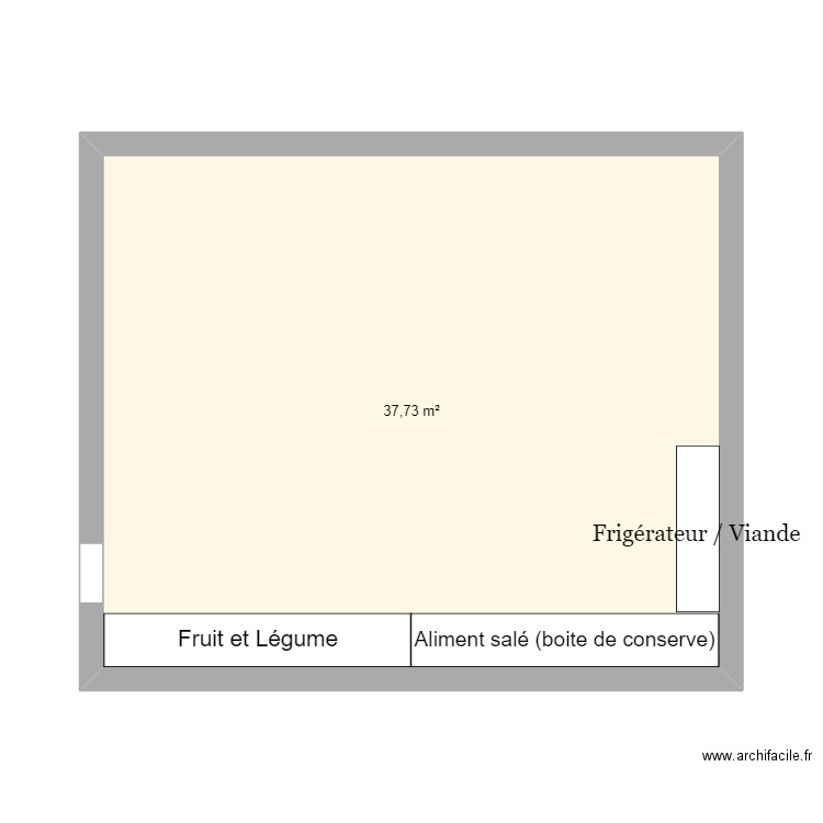 fefefefe. Plan de 1 pièce et 38 m2
