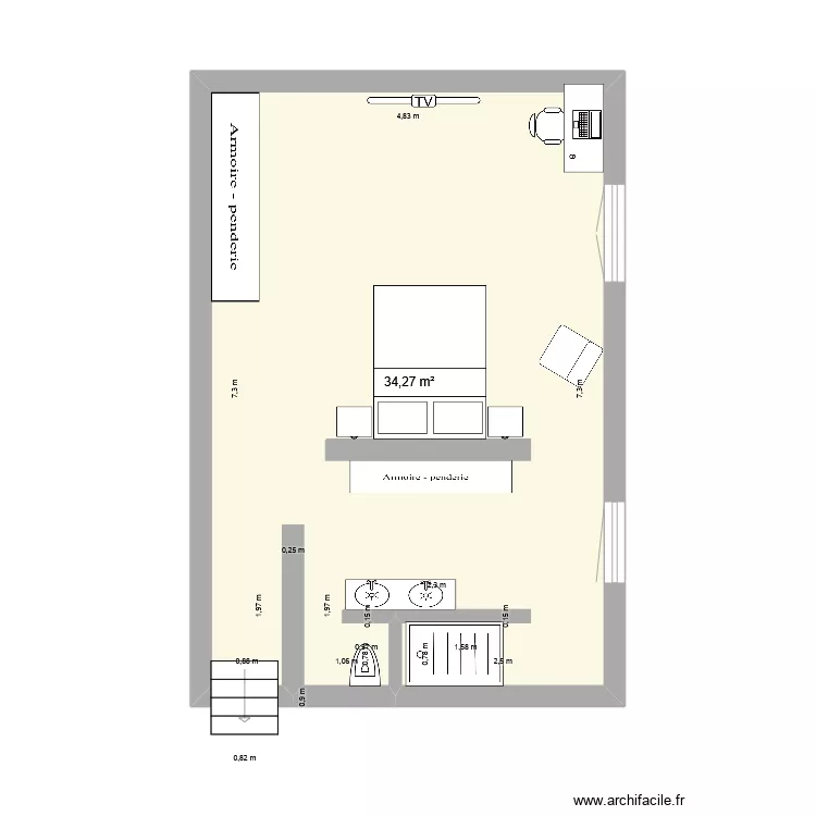 2 pi&egrave;ces 1 am&eacute;nagement 3. Plan de 