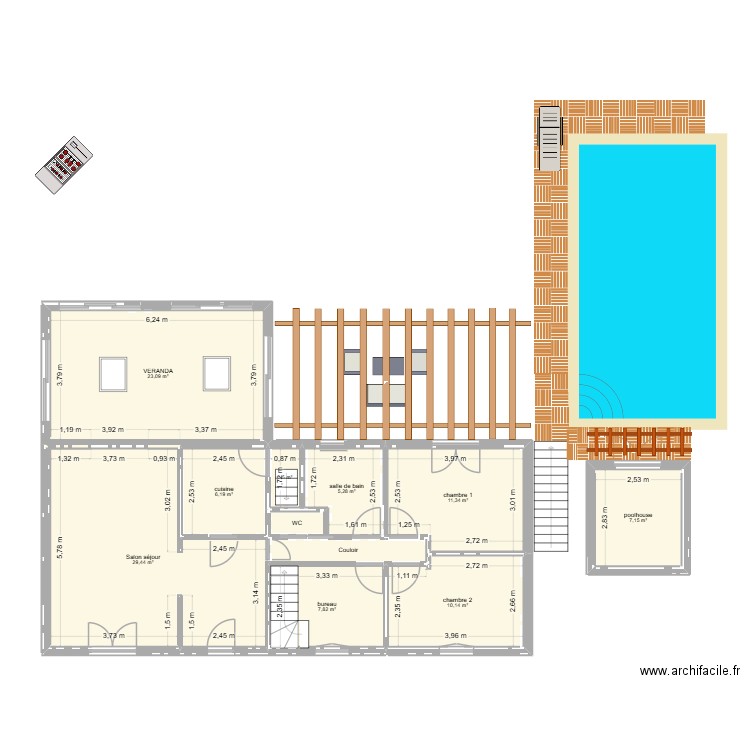 precy piscine et terrasse. Plan de 11 pièces et 106 m2
