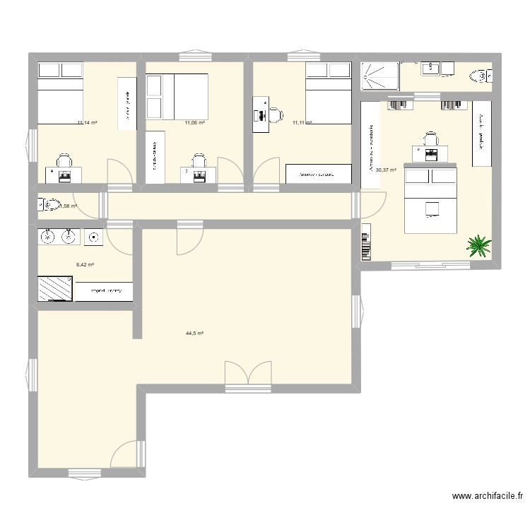 Maison Bok. Plan de 7 pièces et 116 m2