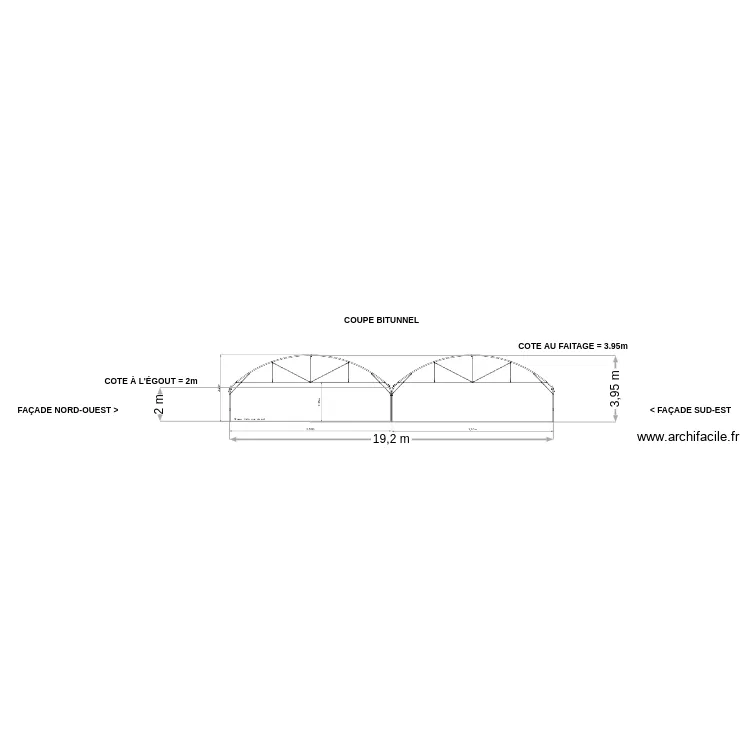 COUPE BITUNNEL. Plan de 