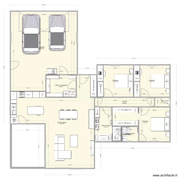 Maison. Plan de 10  et 160 m²